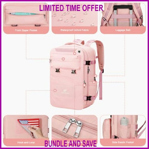 26L Travel Backpack with Laptop Compartment & Shoe Storage, Waterproof - Picture 6 of 7